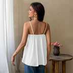 Damen V-Ausschnitt Tanktop mit floralen Spitzenapplikationen R&B