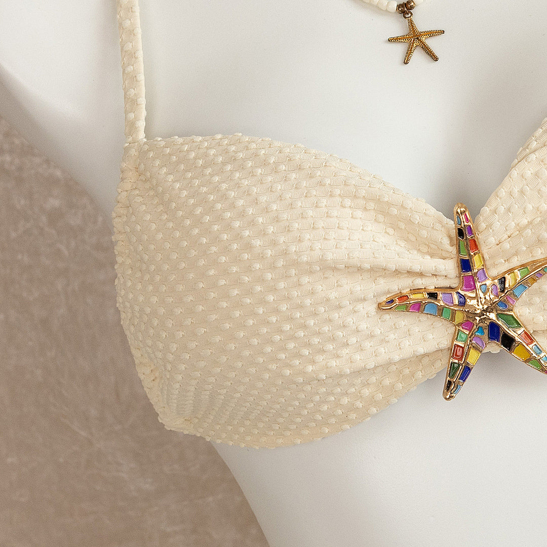 Damen Bikini mit glitzerndem Sternenmotiv und verstellbaren Bändern R&B