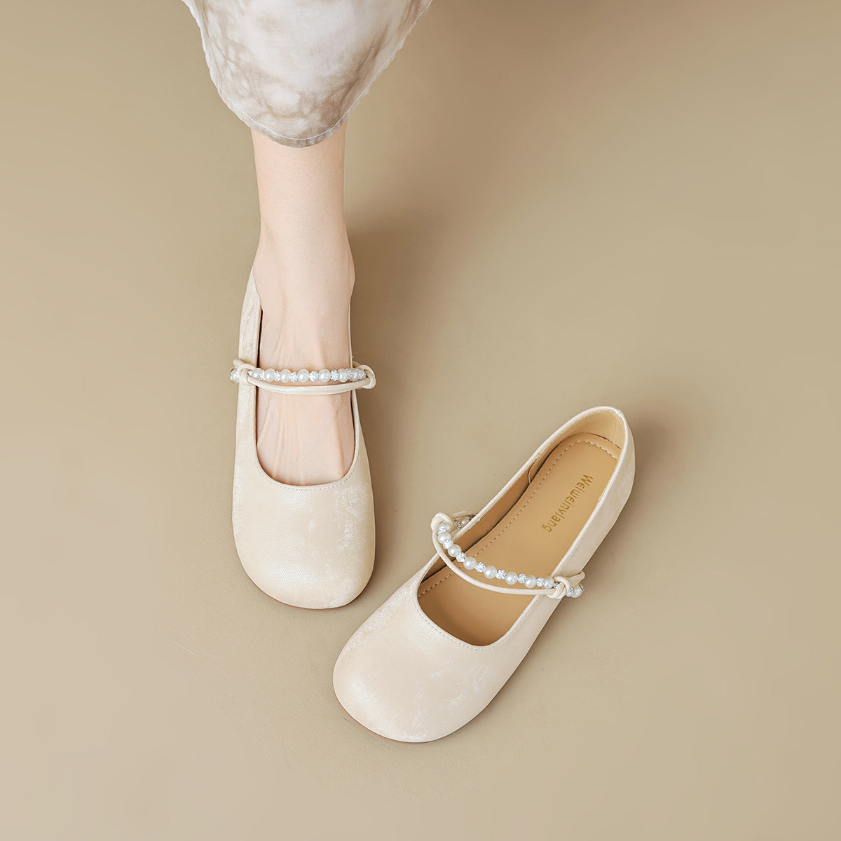 Damen Ballerinas mit eleganter Perlenapplikation