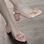 Damen elegante Sling-Pumps mit modischem Schleifendetail und bequemem Blockabsatz R&B