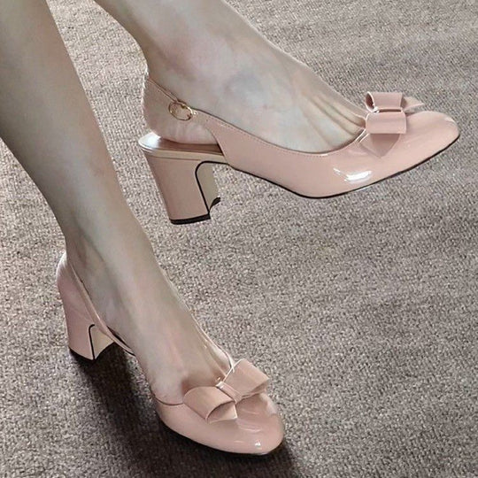 Damen elegante Sling-Pumps mit modischem Schleifendetail und bequemem Blockabsatz R&B