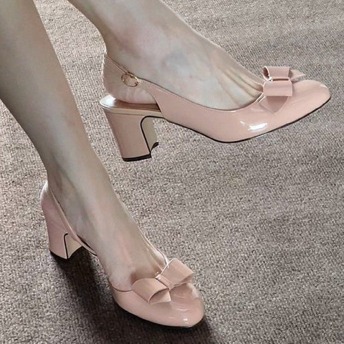Damen elegante Sling-Pumps mit modischem Schleifendetail und bequemem Blockabsatz R&B