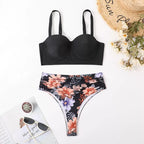 Damen Bikini-Set mit gepolstertem Oberteil und modischen floralem Slip R&B
