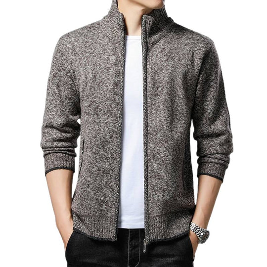 Herren Fleecejacke mit hochgeschlossenem Kragen und praktischen Reißverschlusstaschen R&B