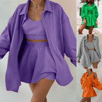 Damen lässiges Sweat-Outfit mit oversize Jacke und Shorts