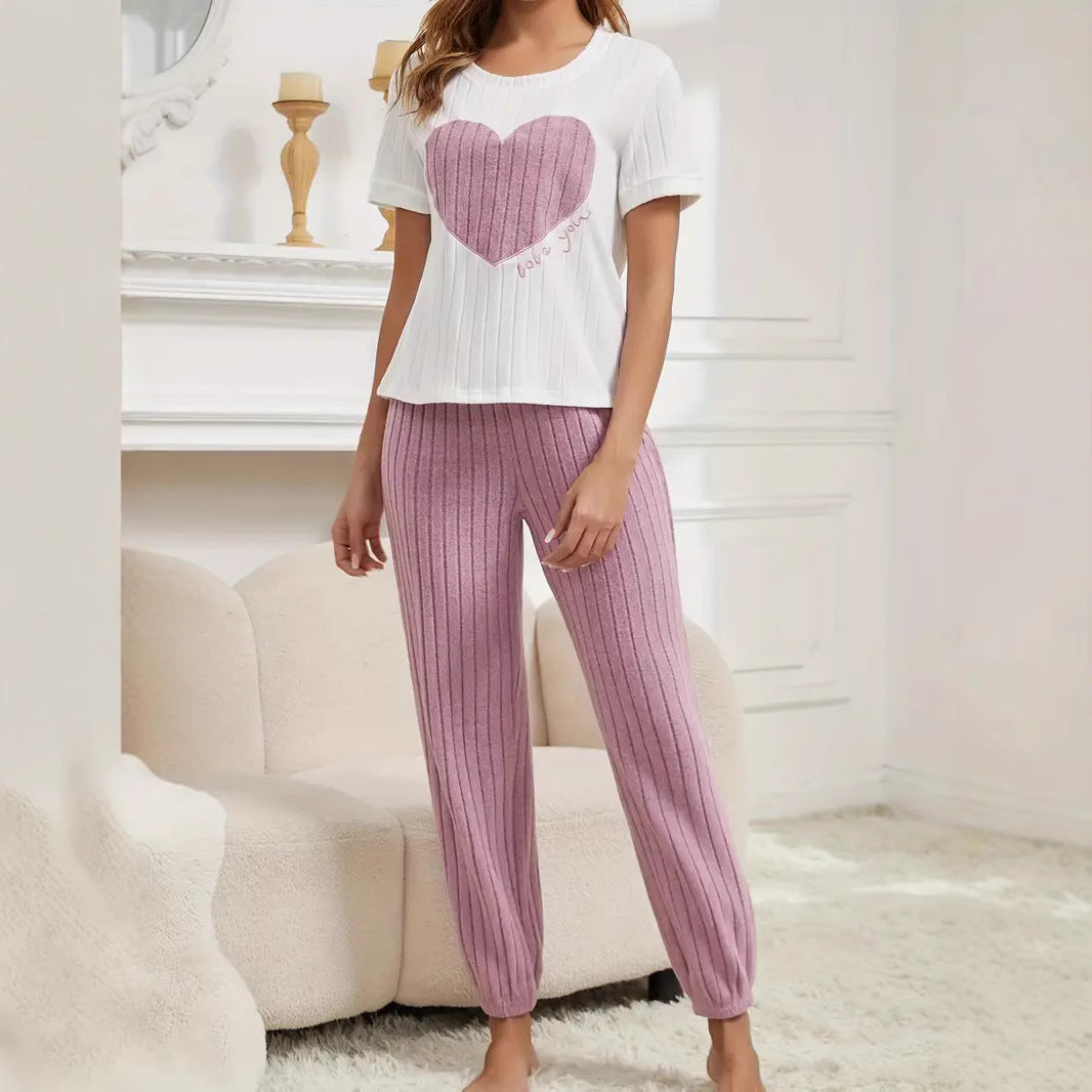 Damen gemütliches Schlafanzug-Set mit Herzmotiv R&B