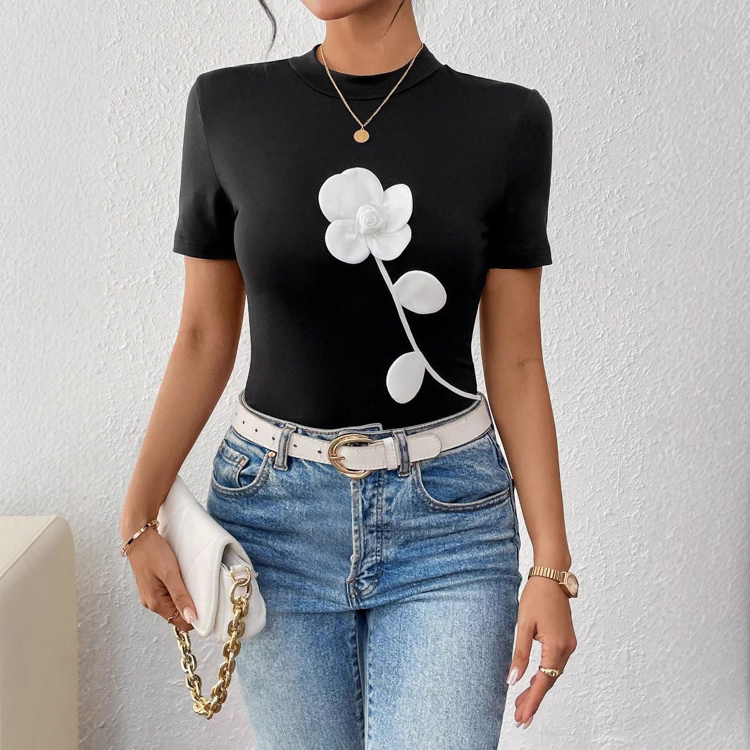 Damen T-Shirt mit floralem 3D-Design R&B