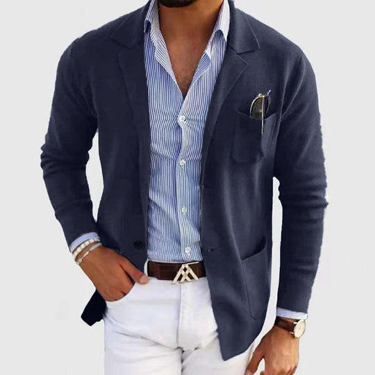 Herren sportlicher Strickblazer mit feiner Struktur und praktischen Taschen R&B