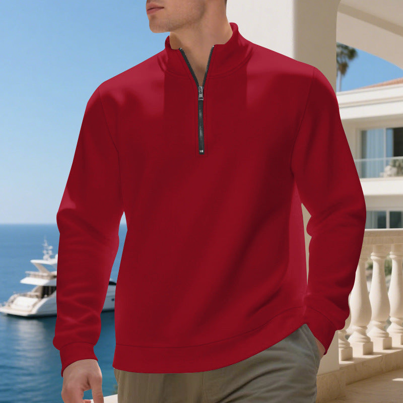 Herren sportlicher Pullover mit halbem Reißverschluss und atmungsaktiver Struktur R&B