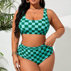 Damen Bikini-Set mit modischem Karomuster R&B