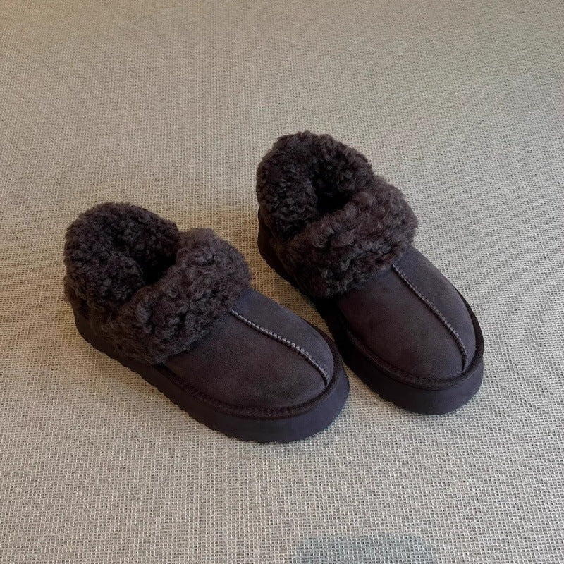 Damen Gemütliche Fell-Clogs mit weichem Innenfutter und rutschfester Sohle R&B