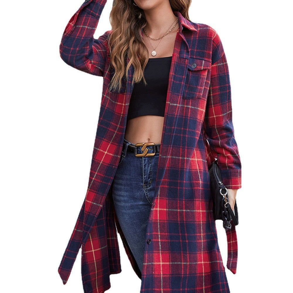 Damen Langarmhemd aus Flanell mit Karomuster R&B
