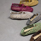Damen Netz-Ballerinas mit elastischem Riemen und luftiger Oberflächenstruktur