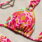 Damen Triangel-Bikini mit buntem floralem Design und verstellbaren Trägern R&B