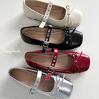 Damen Ballerinas mit dekorativem Schleifenakzent und verstellbarem Riemen R&B