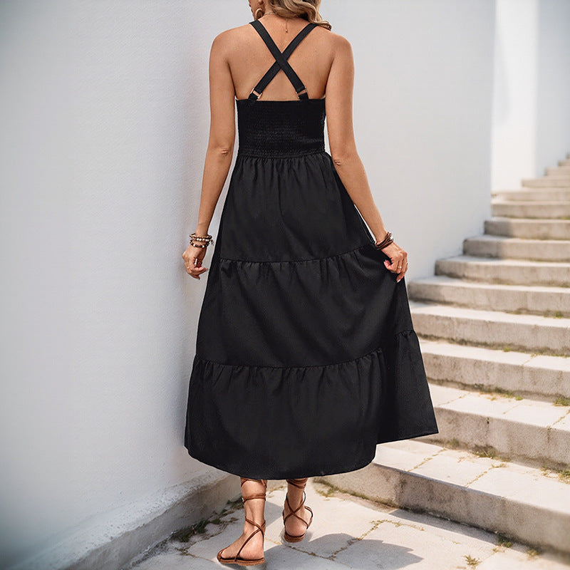 Damen Maxikleid mit elegantem V-Ausschnitt und seitlichem Schlitz R&B