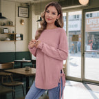 Damen modischer Pullover mit seitlichen BindR&Bändern R&B
