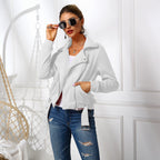 Damen edgy und stilvolle Bikerjacke mit Reißverschluss und praktischen Taschen