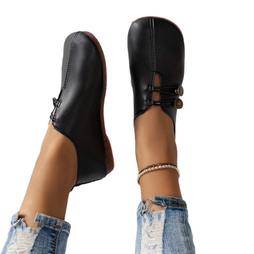 Damen Ballerinas mit elastischem Riemen und dekorativem Knopf R&B