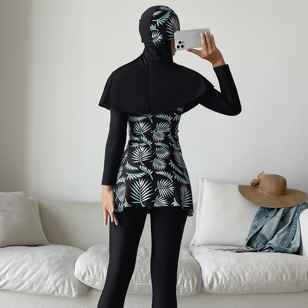 Damen Modisches 360-Grad-Schwimmanzug mit integrierter Hijab R&B