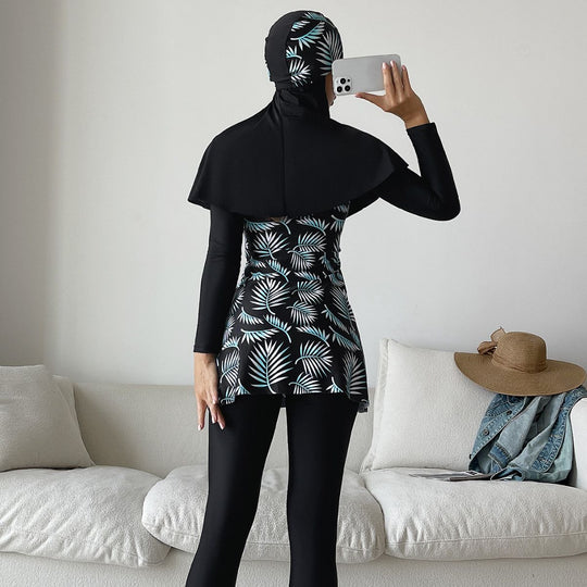 Damen Modisches 360-Grad-Schwimmanzug mit integrierter Hijab R&B