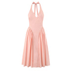 Damen Maxikleid mit tiefem V-Ausschnitt und Pommes-Rockdesign R&B