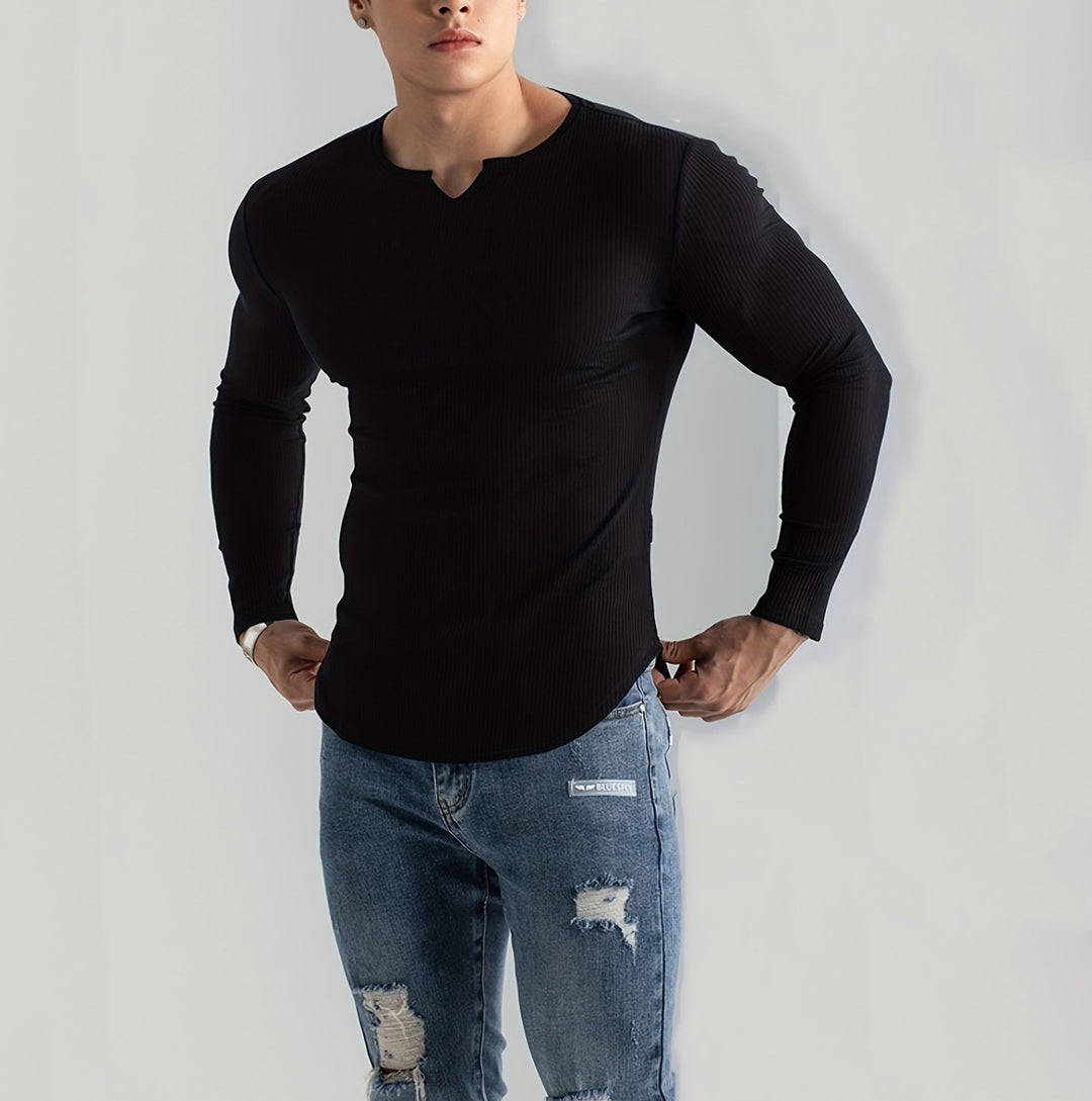 Herren Langarmshirt mit innovativer Rippstruktur R&B