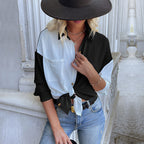 Damen Elegante Bluse mit asymmetrischer Knopfleiste und Brusttasche R&B