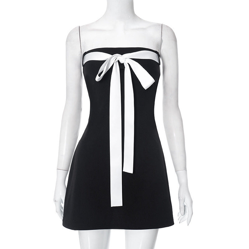 Damen Bandeau-Kleid mit dekorativem Schleifenelement und figurbetontem Schnitt R&B