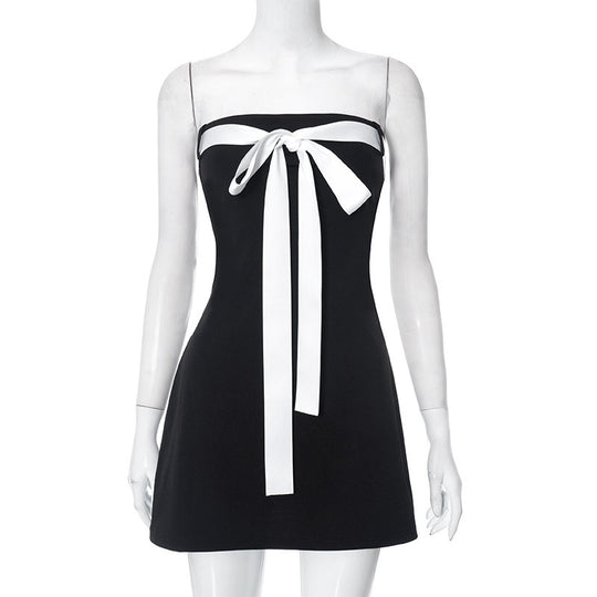 Damen Bandeau-Kleid mit dekorativem Schleifenelement und figurbetontem Schnitt R&B