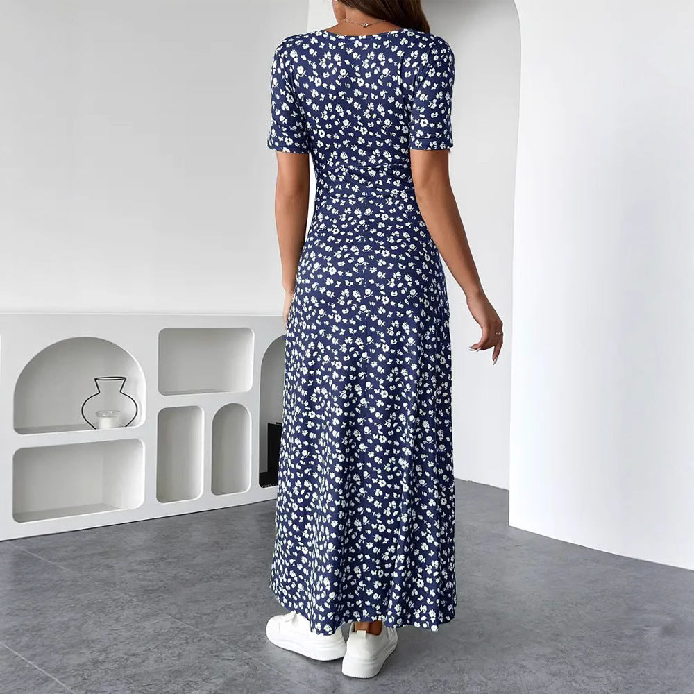 Damen Maxikleid mit floralem Wickeldesign und praktischen Seitentaschen R&B