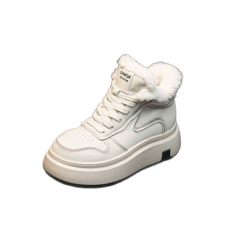 Damen High-Top Sneakers mit kuscheligem Fellrand und dämpfender Sohle