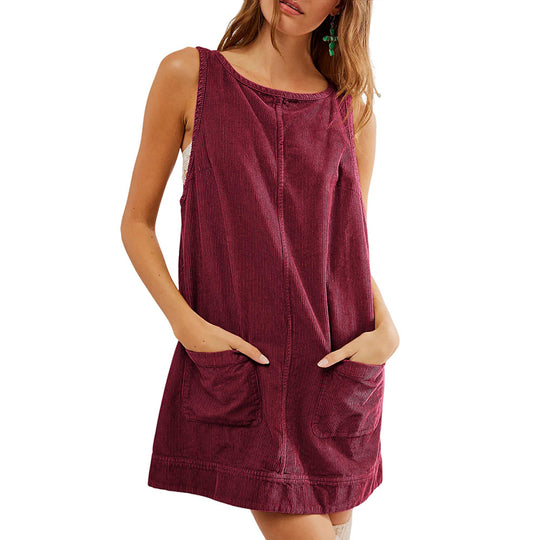 Damen lässiges Jerseykleid mit Taschen und Rundhalsausschnitt R&B