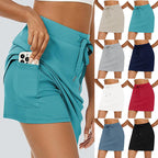 Damen Sportlicher Minirock mit Verstellbarem Kordelzug und Seitlichen Taschen R&B