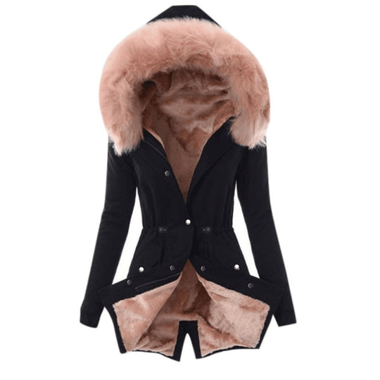 Damen gefütterte Parka mit Kunstfellkragen R&B