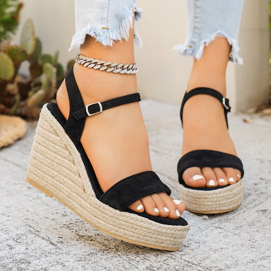 Damen Wedge-Sandalen mit elegantem Riemen und geflochtenem Design R&B