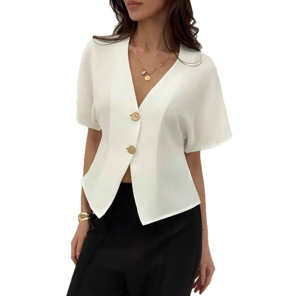 Damen Lockere Bluse mit umschlagbaren Ärmeln R&B