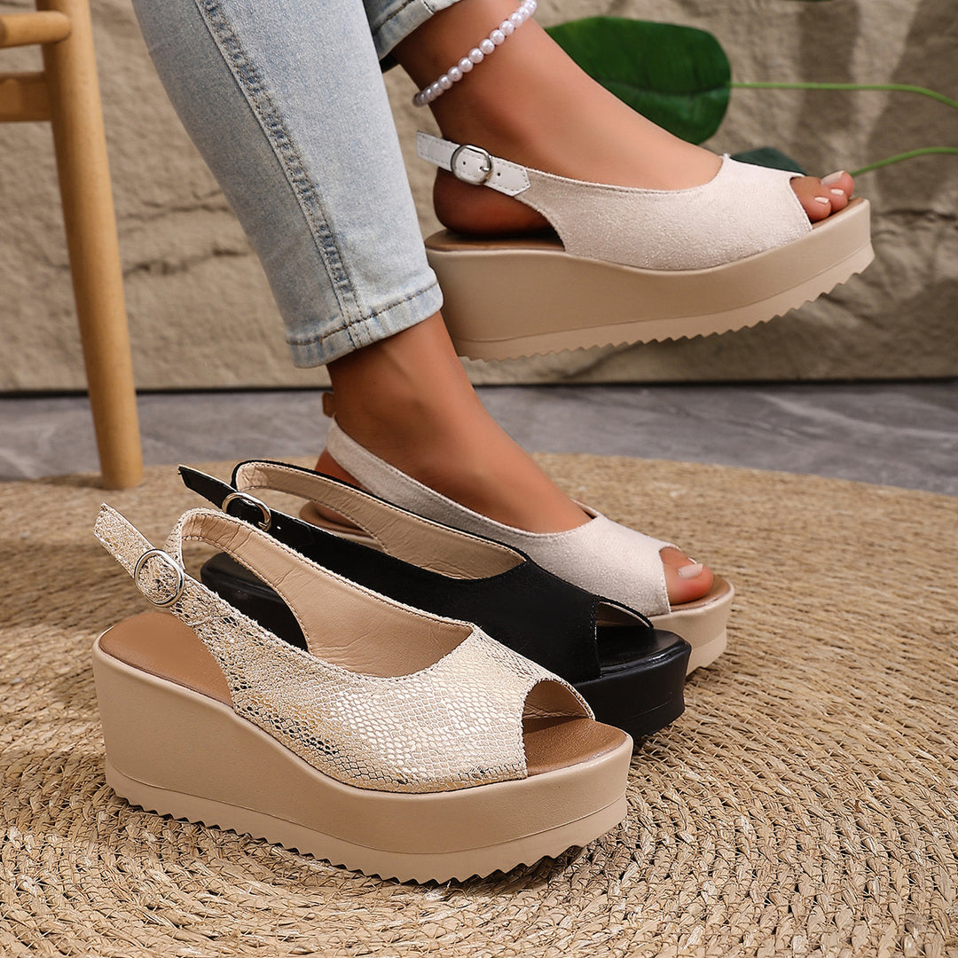 Damen Plateau-Sandalen mit offenem Zehenbereich und praktischem Klettverschluss R&B