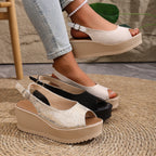 Damen Plateau-Sandalen mit offenem Zehenbereich und praktischem Klettverschluss R&B