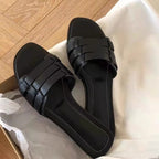 Damen Flache Riemensandalen mit geflochtenem Design und ergonomischem Fußbett R&B