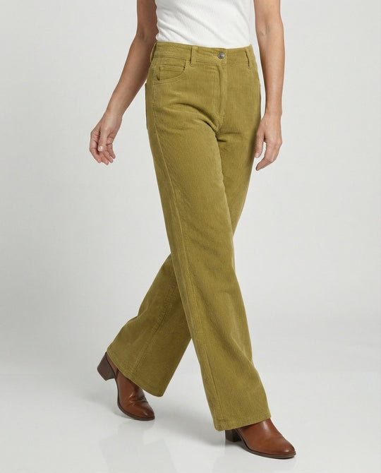 Damen Cordhose High Waist gerades Bein