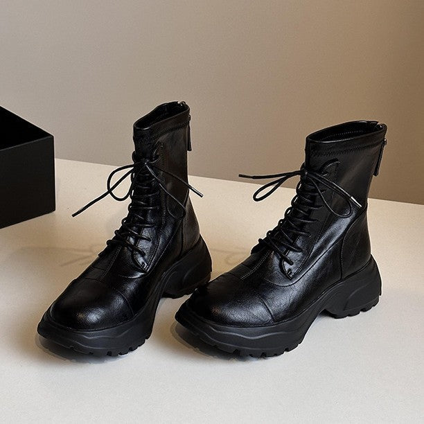Damen Schnürstiefel mit rutschfester Sohle und probatem Reißverschluss R&B