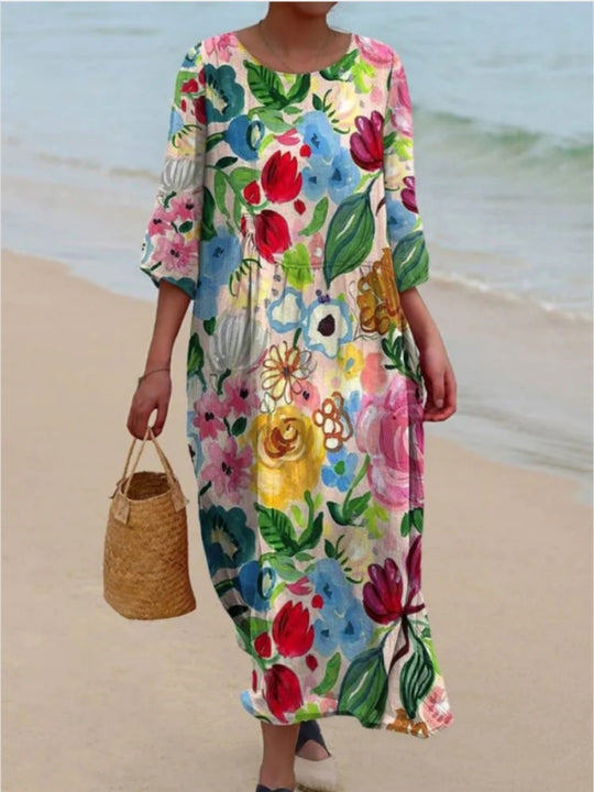 Damen Maxikleid mit floralem Design und lässigem Schnitt R&B