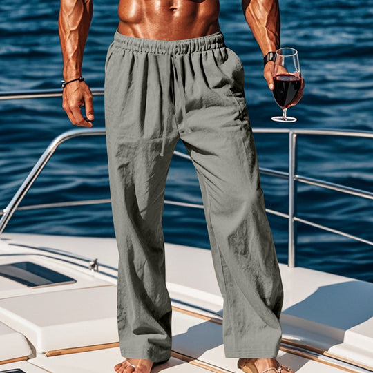 Herren Sommerliche Freizeithose mit weichem, atmungsaktivem Baumwollmaterial und elastischem Bund R&B