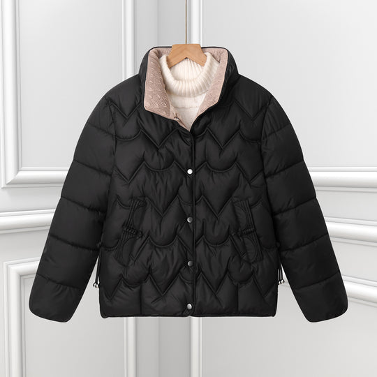 Damen Komfortable gesteppte Jacke mit hohem Kragen und Reißverschlusstaschen R&B