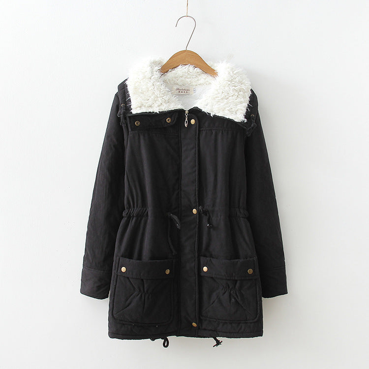 Damen gerade geschnittene Winterjacke mit kunstfellbesetztem Kragen und praktischen Taschen R&B