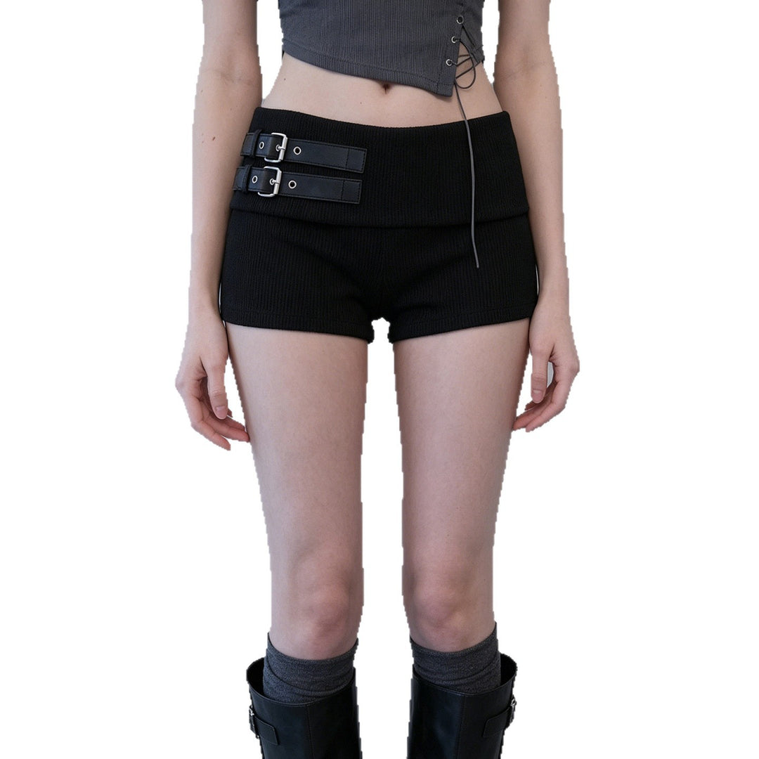 Damen sportliche Shorts mit modernem Gürteldesign und hohem Bund R&B