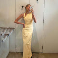 Damen Elegantes wickelbares Abendkleid mit asymmetrischem Halterdesign und figurbetontem Schnitt EB