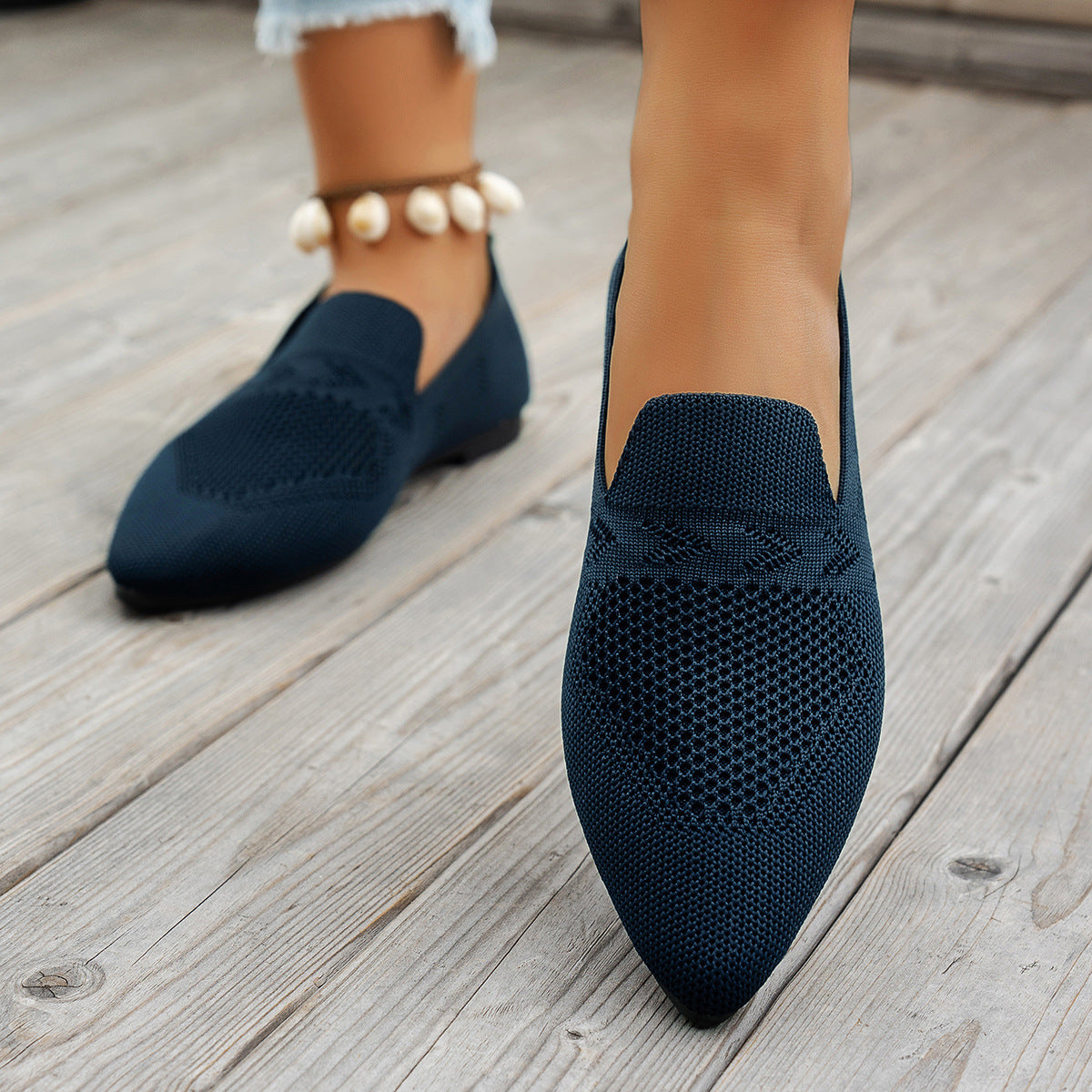 Damen Ballerinas mit kreativem Hahnentrittmuster und flexiblem Fußbett R&B