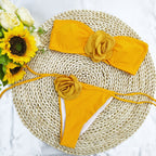 Damen Bandeau-Bikini mit floralem Akzent und verstellbaren Trägern R&B